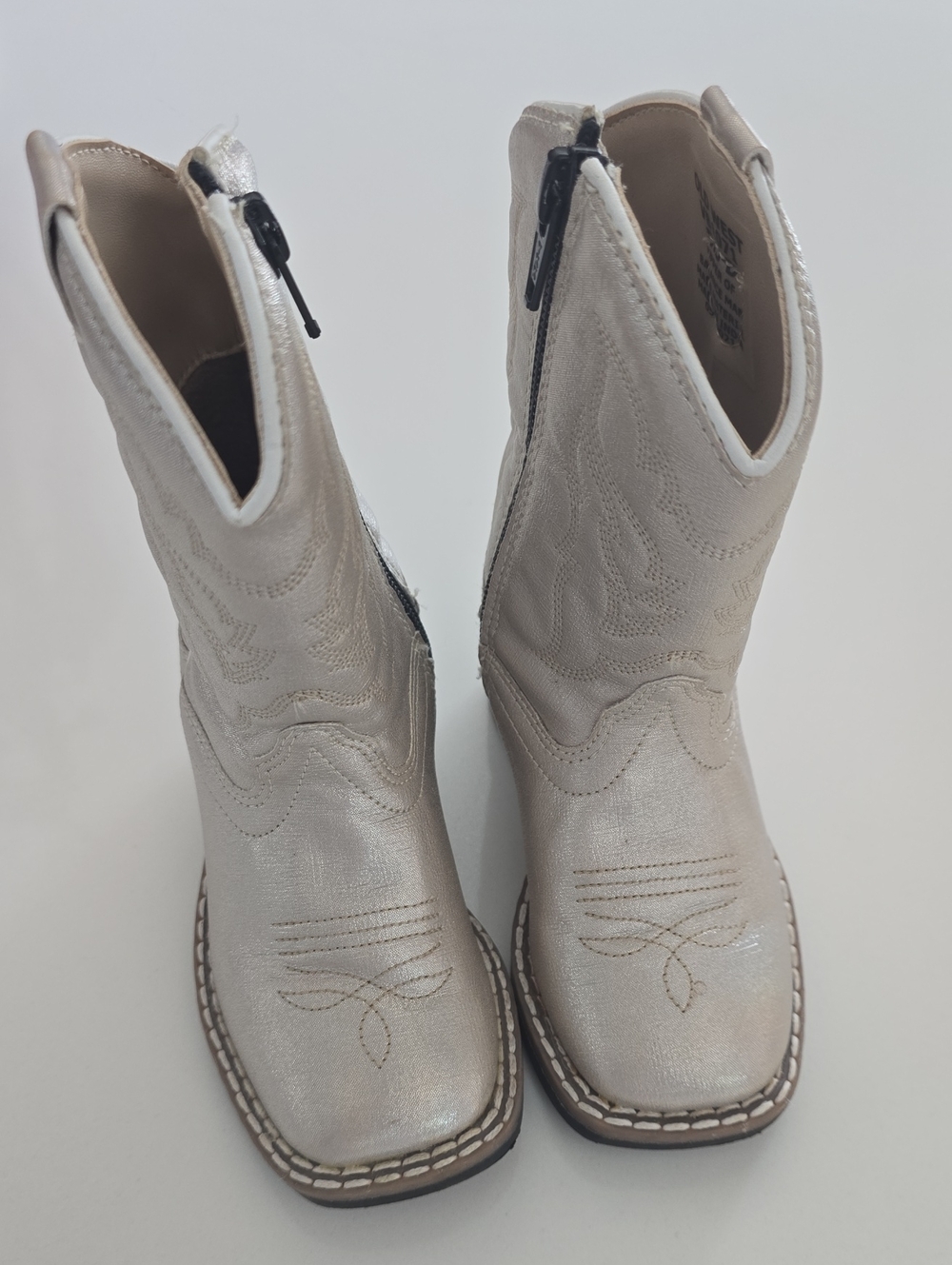 Old West Metallic Western Zip Ankle Booties